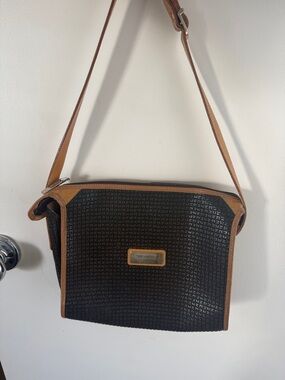 Ted Lapidus vintage Black and Tan Woven Shoulder Bag